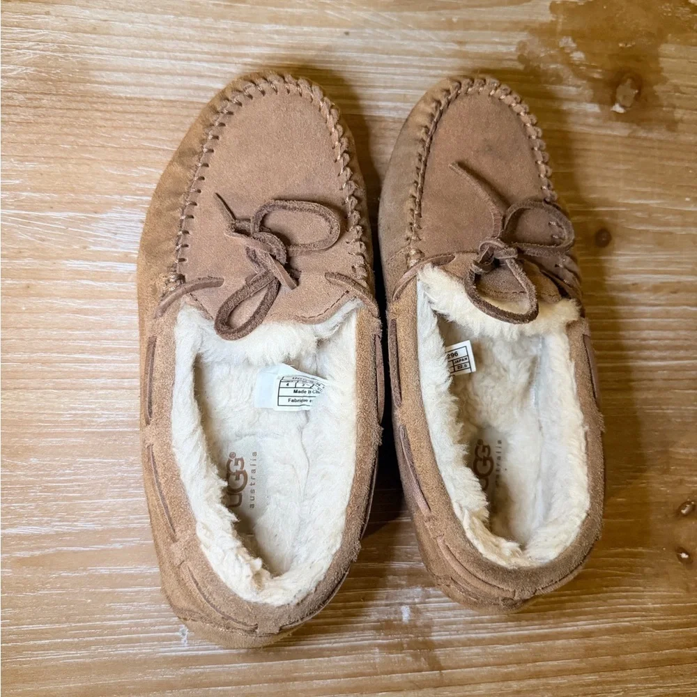 UGG Brown Suede Moccasin Slippers size 4